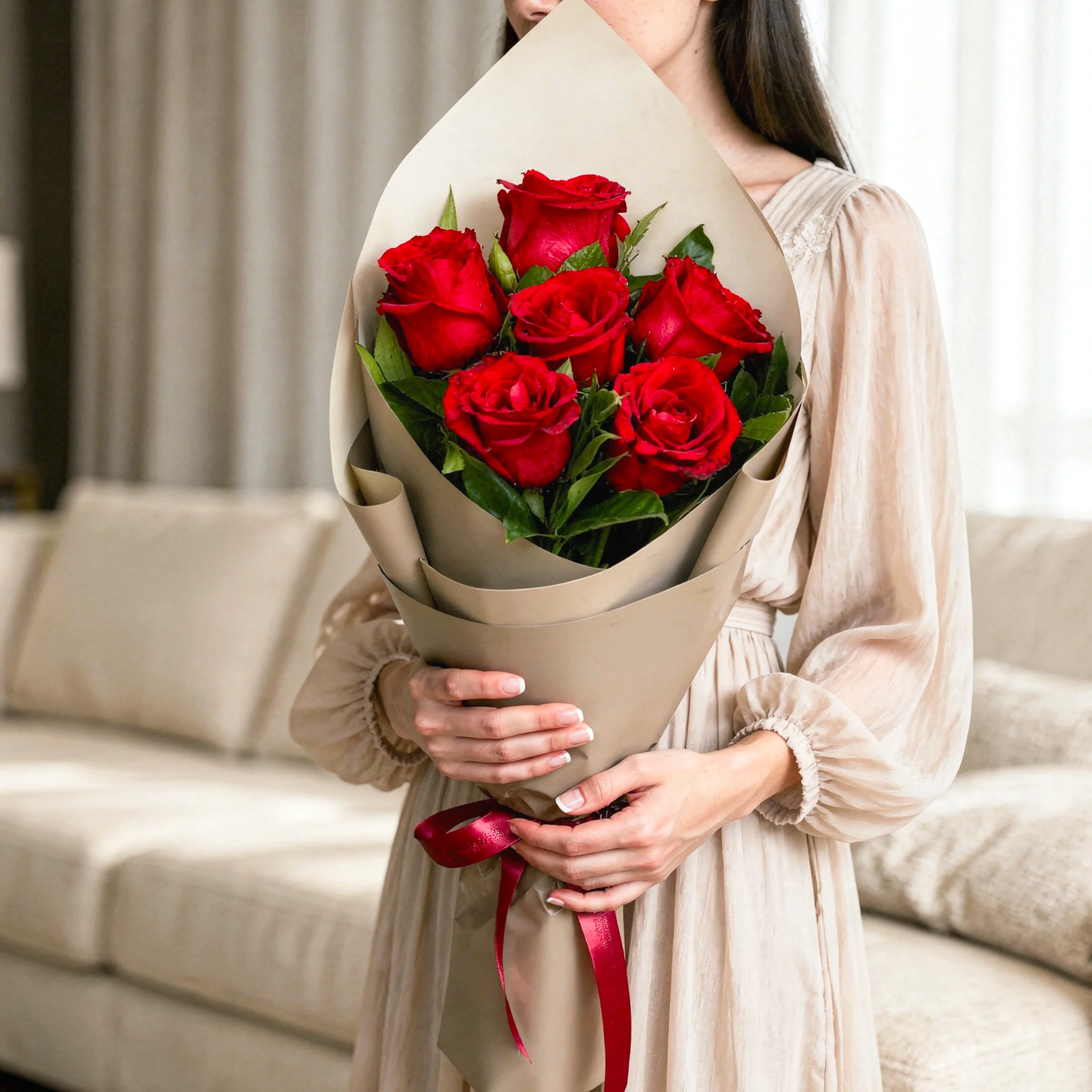 6 steam of yellow flowers with seasonal fillers