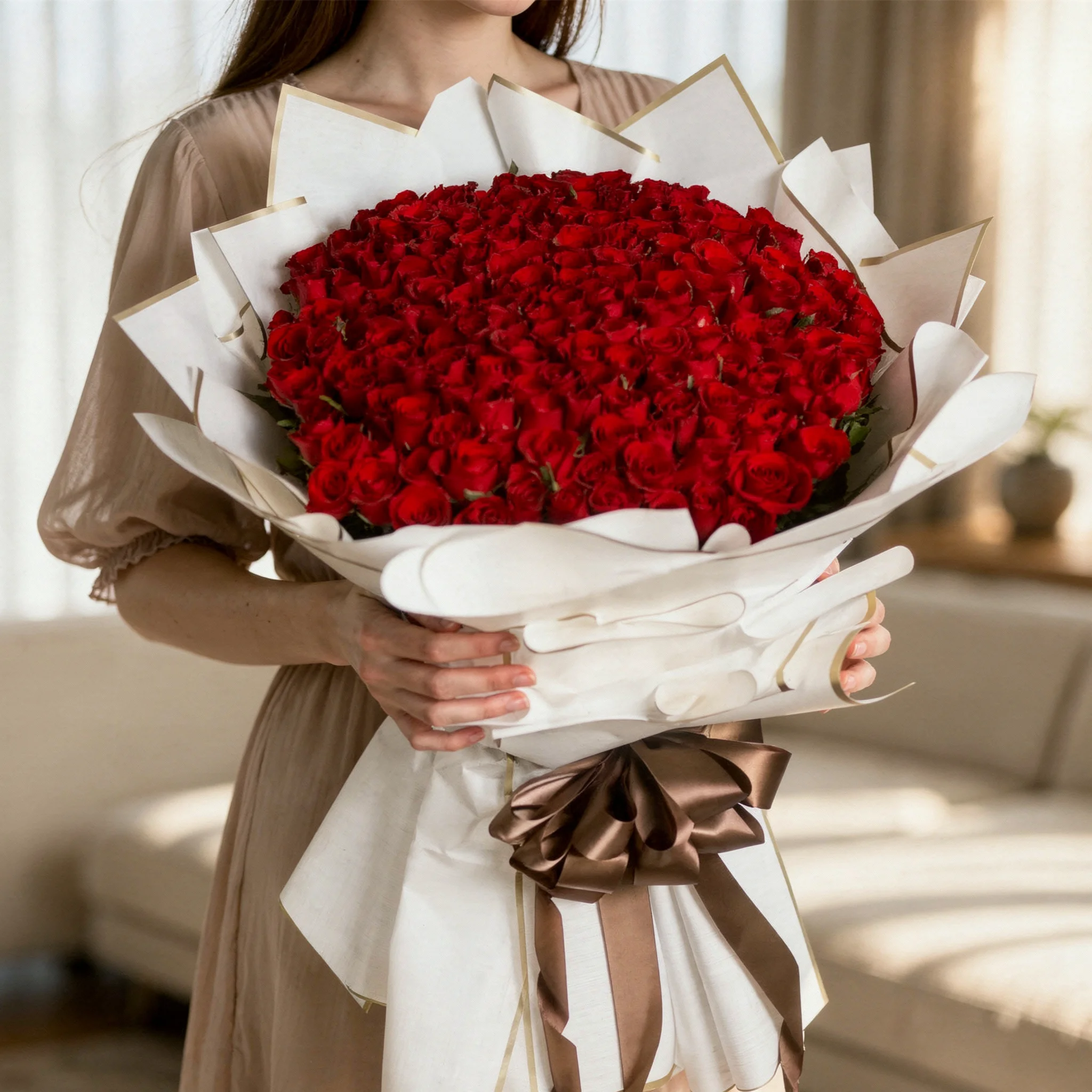 100 Red Roses Romance Bouquet