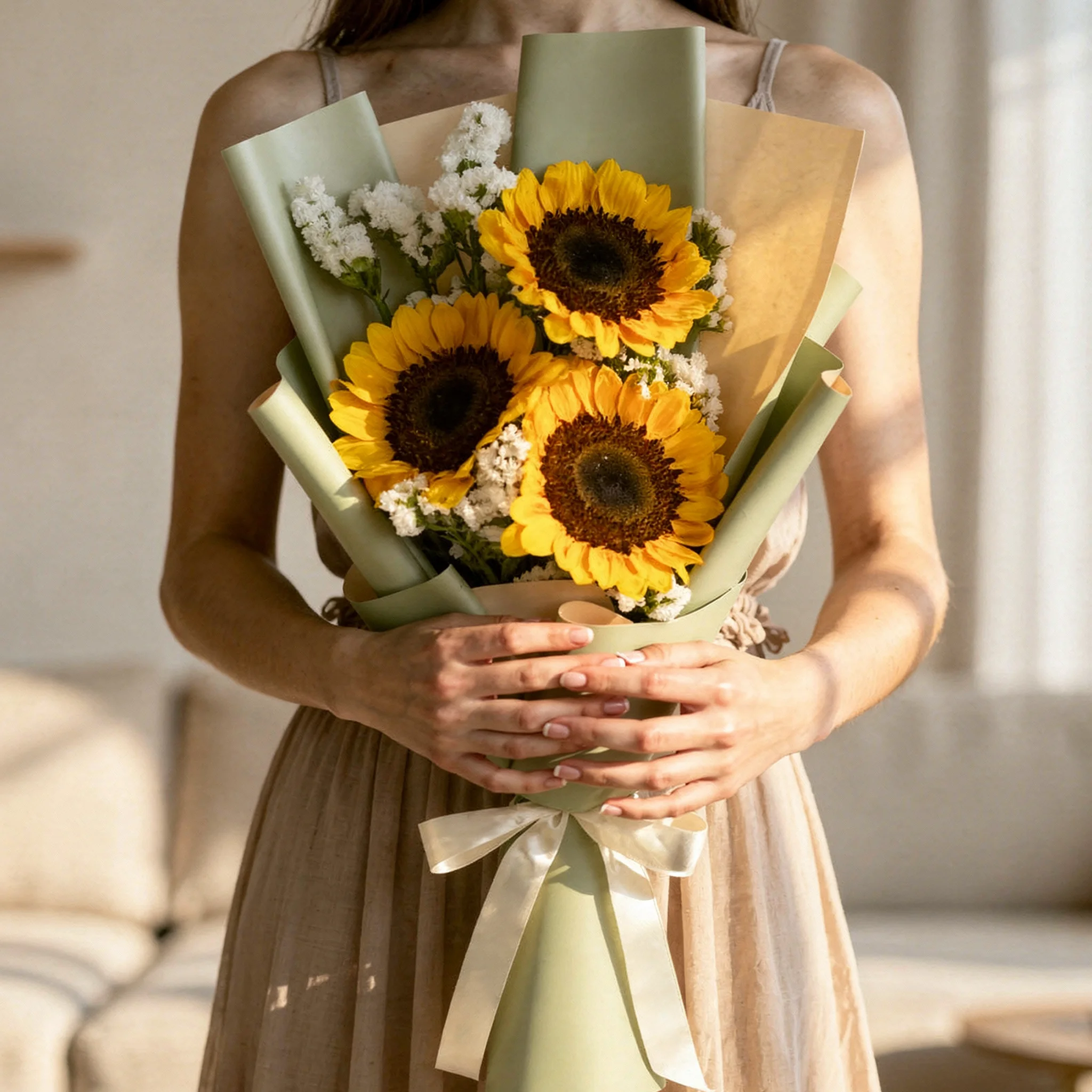 Sunflowers Bouquet with Greens