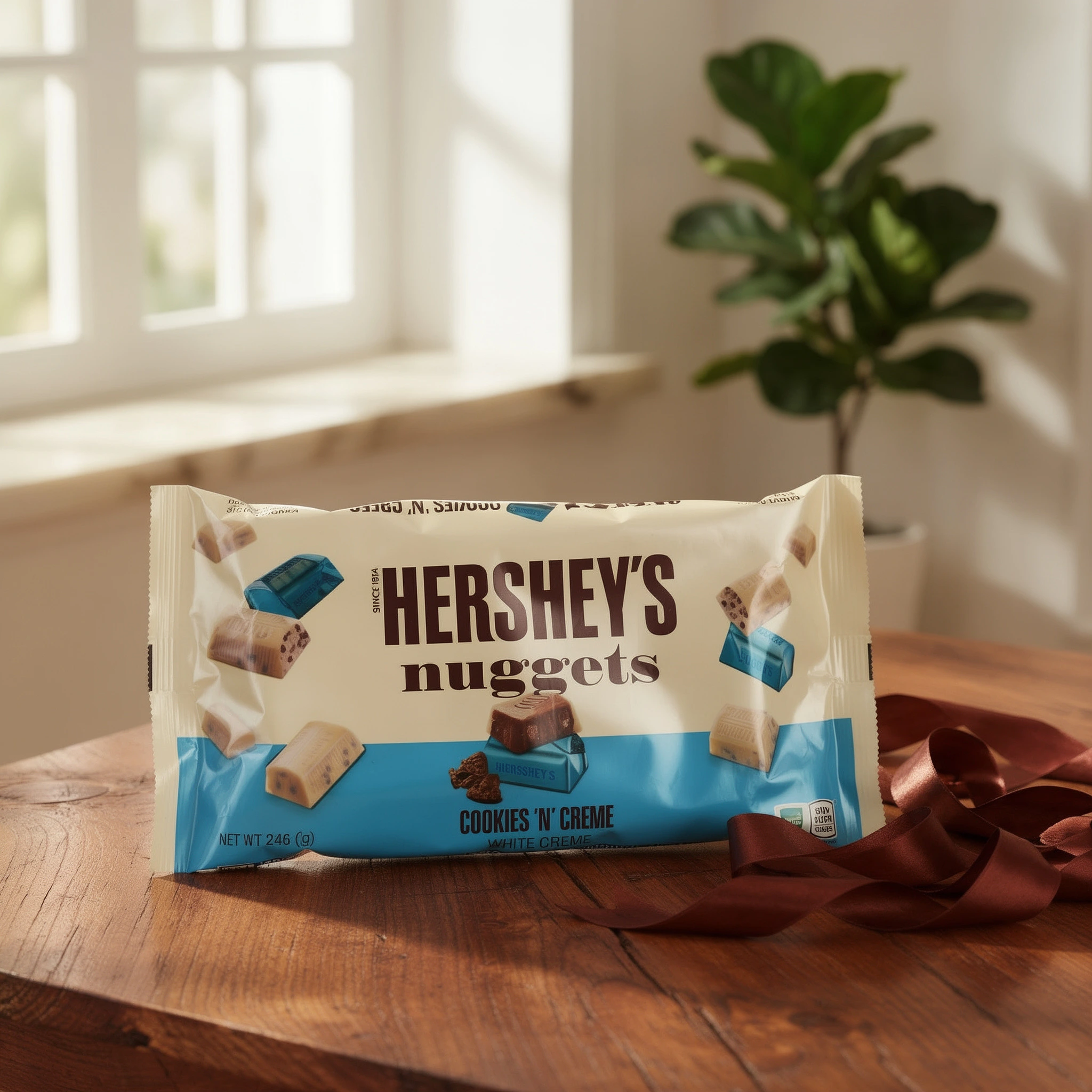 Hershey’s Nuggets Cookies ‘n’ Crème 246g bag creamy white chocolate with cookie bits bite-sized chocolate snacks individually wrapped share pack
