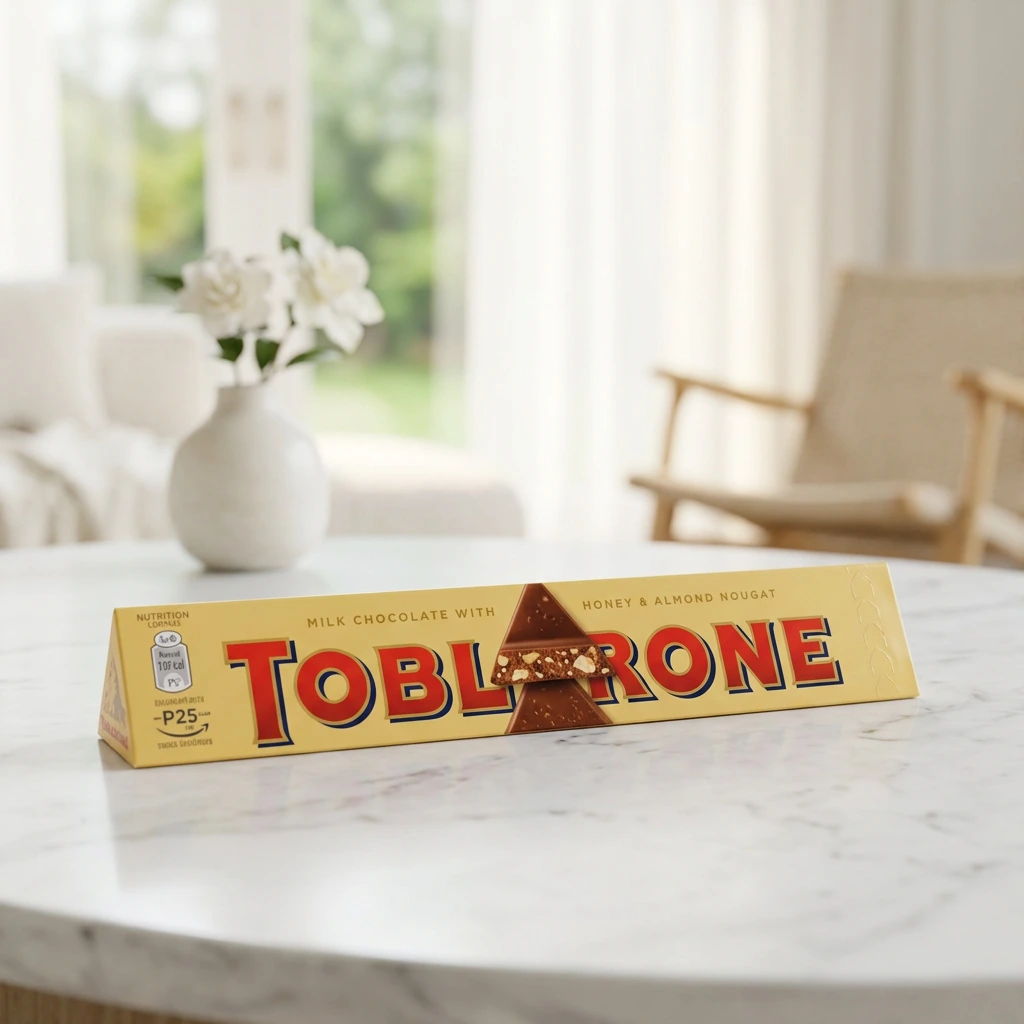 Toblerone milk chocolate bar Swiss triangle shaped chocolate with honey almond nougat premium packaging classic chocolate snack