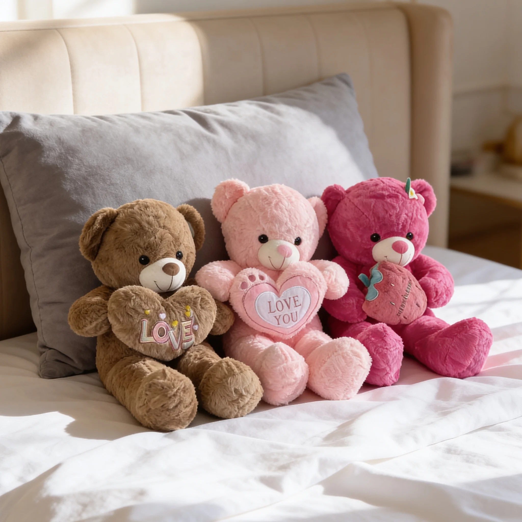 Sets of 3 teddy bear (Brown, Pink & Fuchsia Pink)