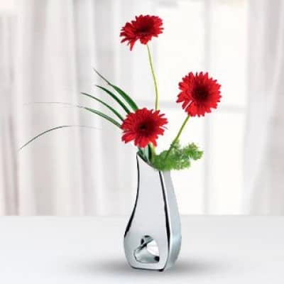 3 Stem Gerbera With Greeneries