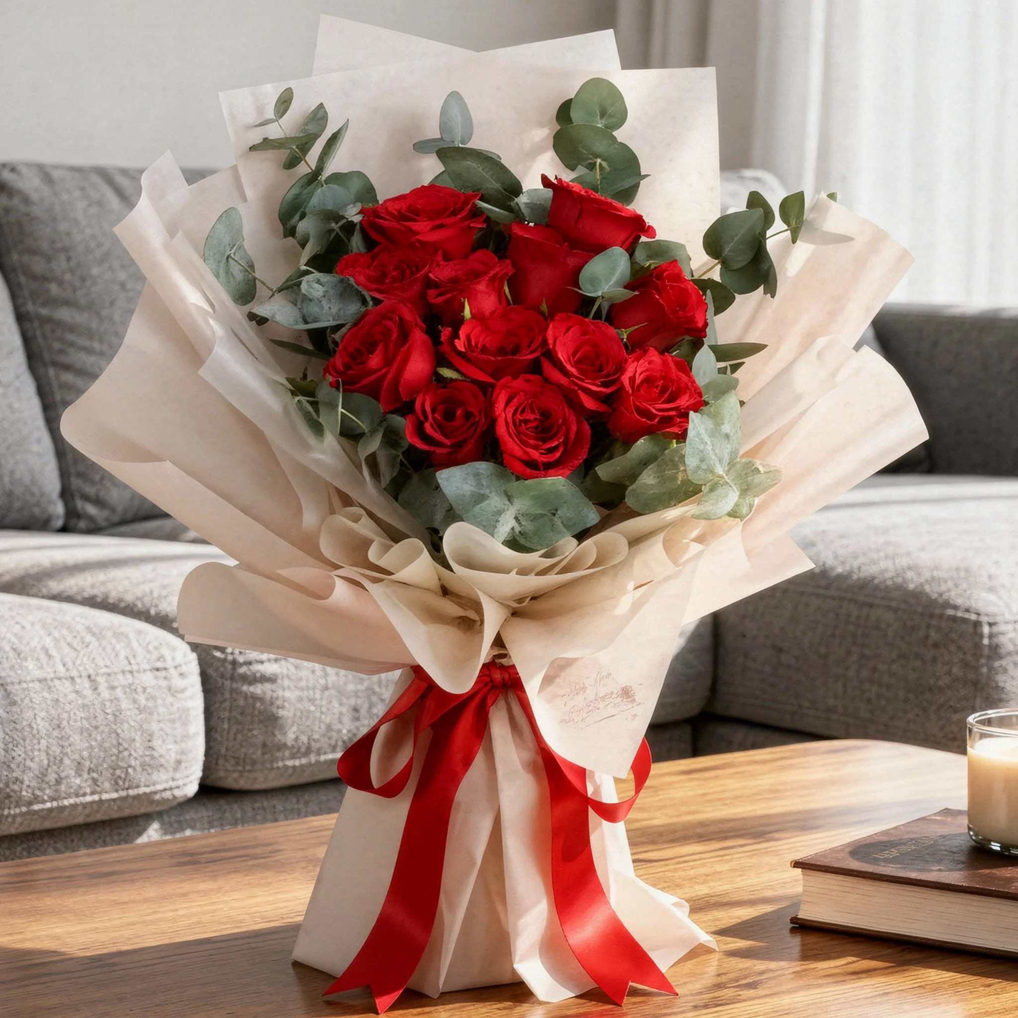 12 Red Roses Bouquet Paper