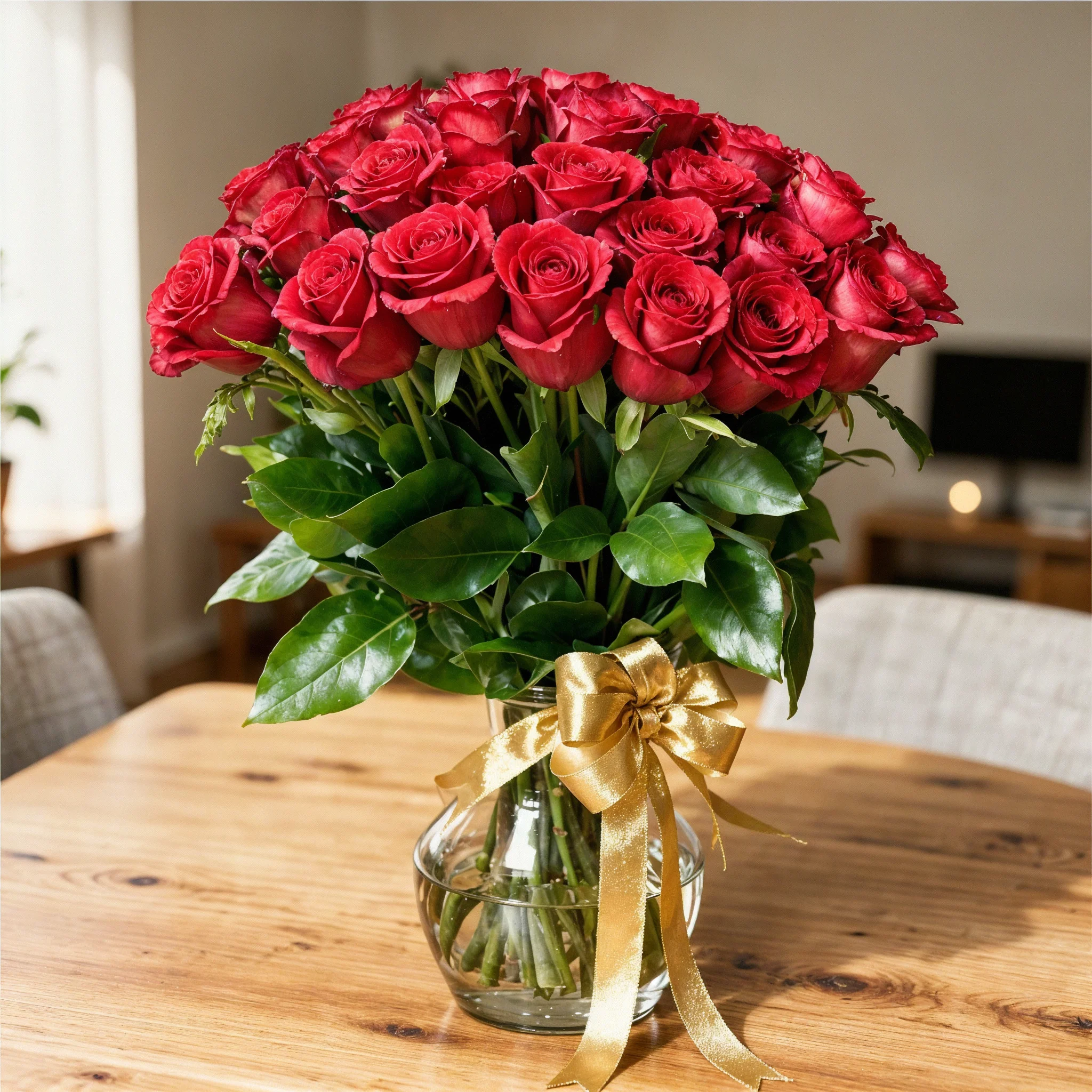30 Red Roses with Fillers and Greens Bouquet 30 Red Roses with Fillers and Greens Bouquet