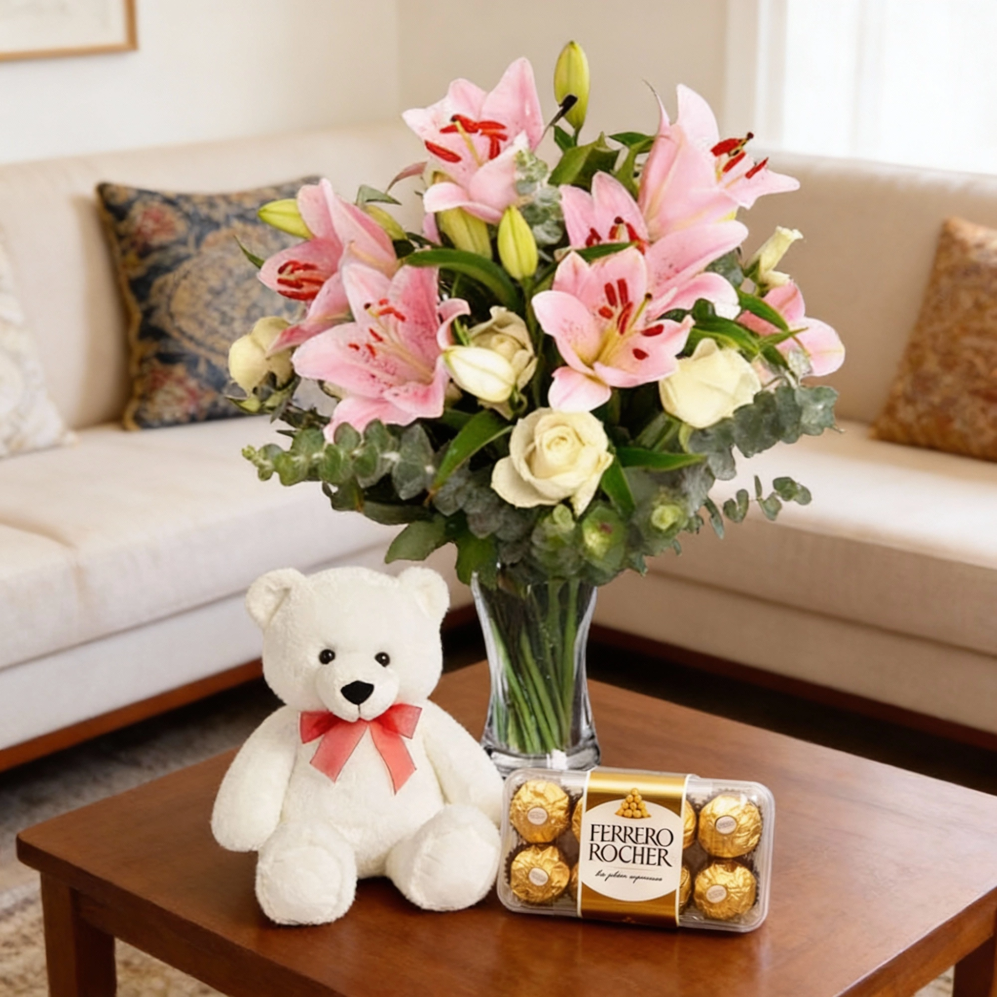 Flower, Chocolate & Teddy Bear
